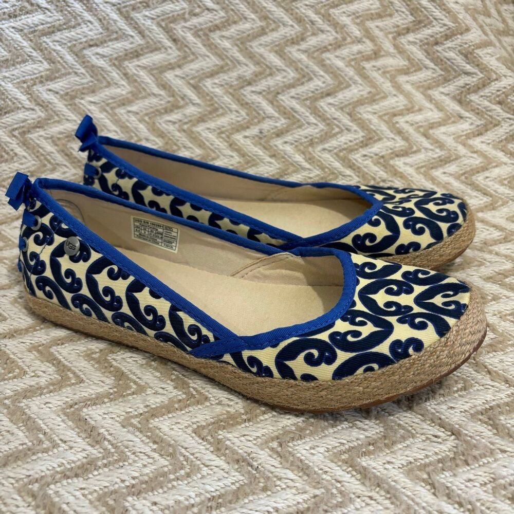 UGG Australia Women's Indah Marrakech Slip On Espadrille Yellow Blue Size 6.5 - Picture 2 of 8